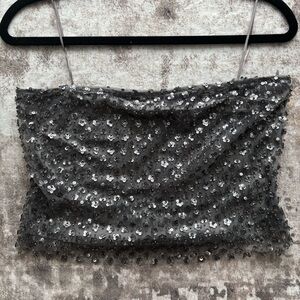 Urban Outfitters Silver Sequin Crop Top